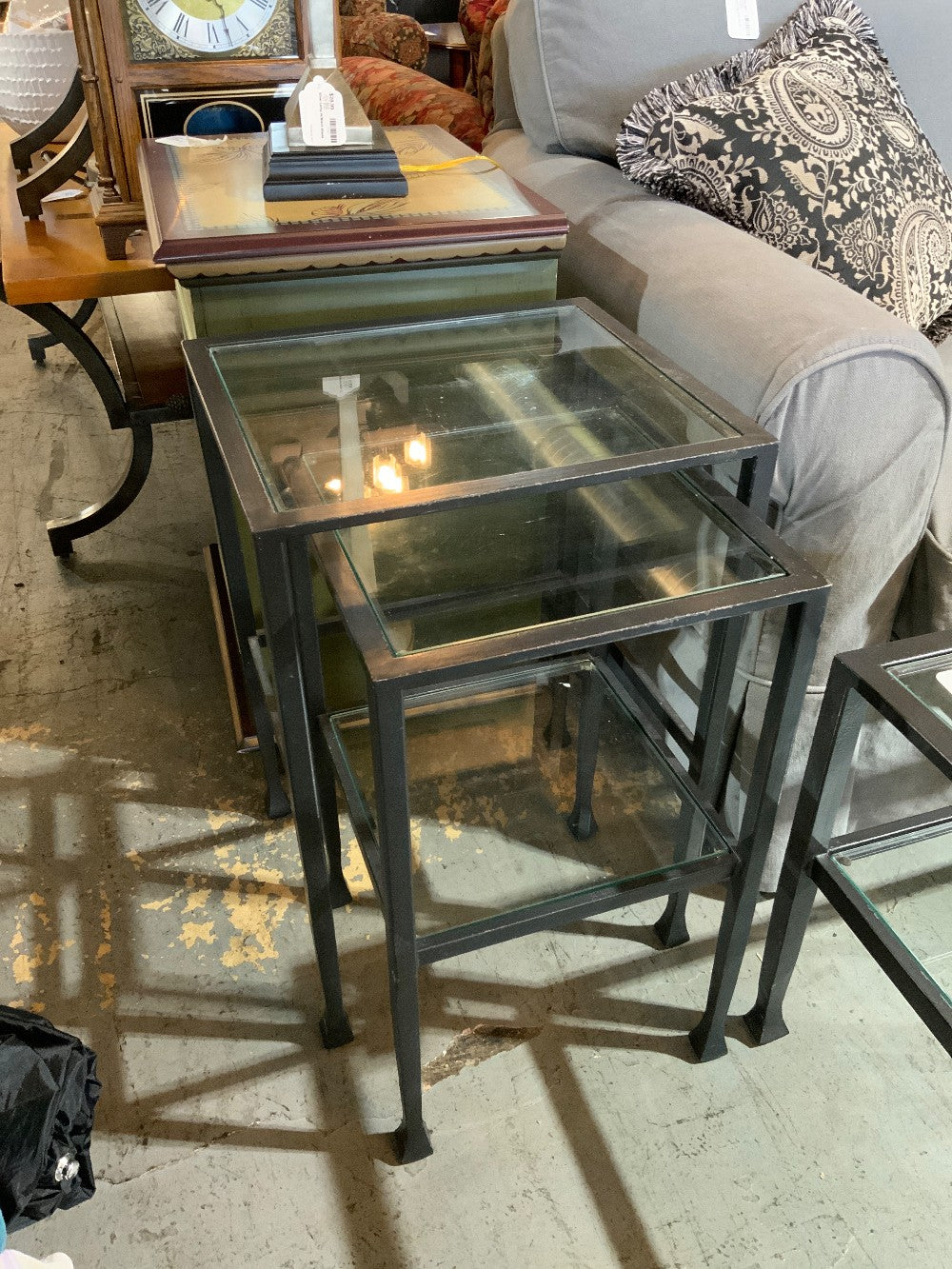 Glass/Black Nesting Table